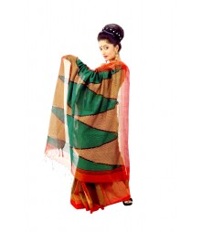 Red & Green Colour Traditional Handloom Silk Saree DSC0049